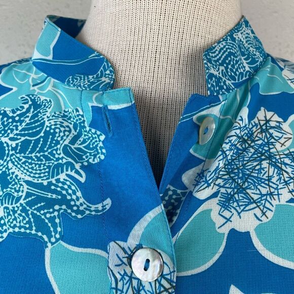 Draper’s & Damon’s Floral Collarless Button Down Shirt Size XL EUC - Picture 3 of 7